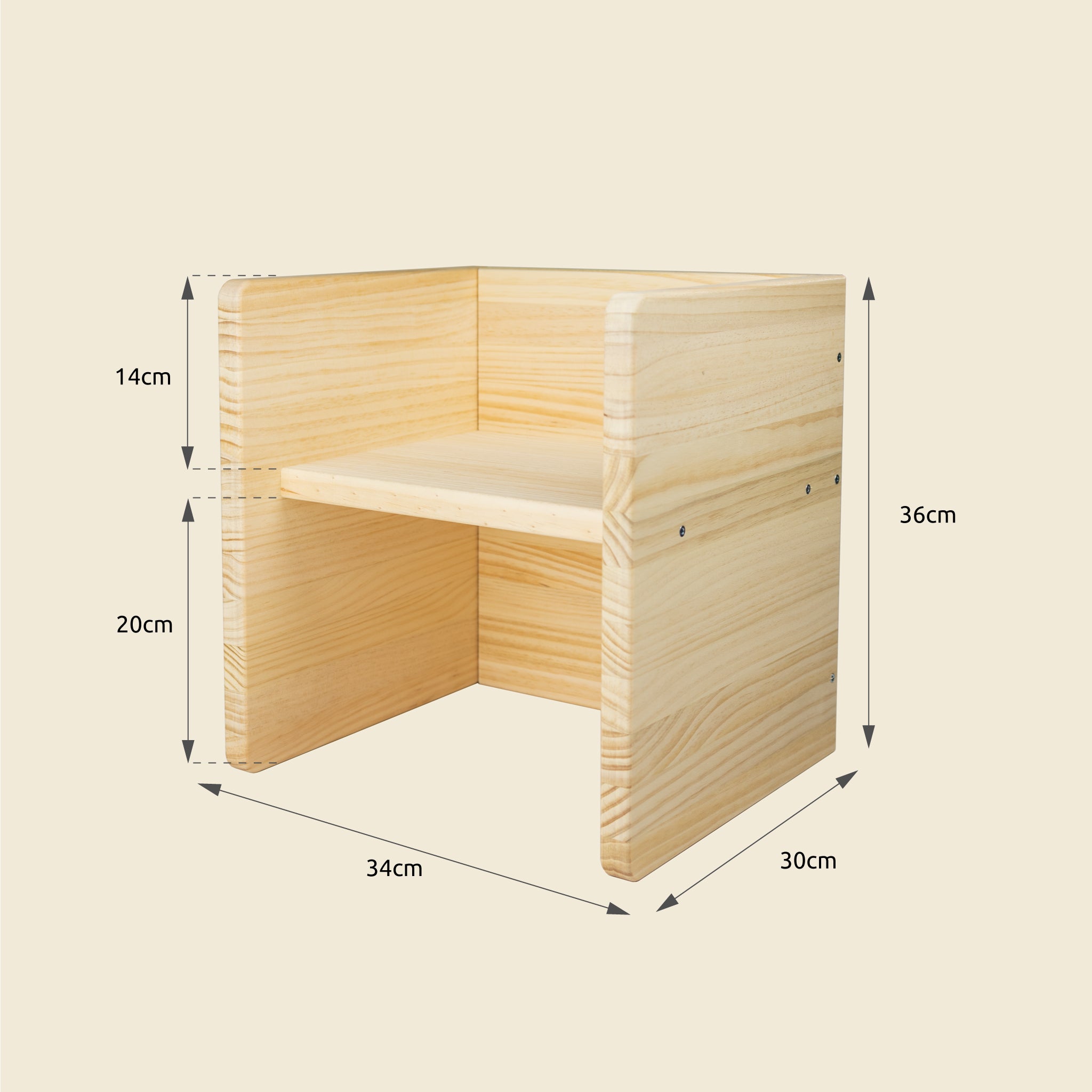Silla Montessori trifásica de madera